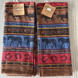 Kay Dee Designs Jacquard Tea Towel Horse Western Kitchen Cotton New - Set Of Two